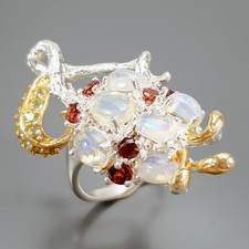 Unique ring Natural Opal Ring 925 Sterling Silver Size 6.5 /R436553