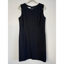 Austin Reed black wool sleeveless sheath dress vintage USA 12