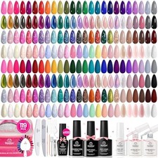 Beetles Gel Nail Polish Kit 119 PCS 100 Colors with Base Coat UV LED