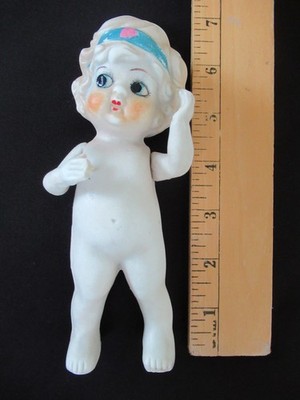 vintage Bisque Porcelain Flapper Kewpie Doll 6.5'' Jointed Arms Made In Japan