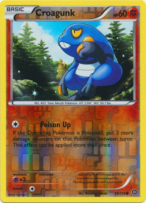 Croagunk - 58/114 - Common - Reverse Holo LP Steam Siege