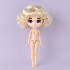 Blythe ICY Doll matte Skin blonde short wavy Hair 12 inch BJD Nude Custom DIY