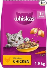 Whiskas 1+ Adult Cat Dry Food Chicken 4 x 1.9kg Pack 3.51 per kilo
