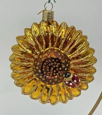 Old World Christmas OWC Glass Ornament Sunflower with Ladybug