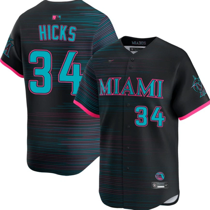 Men's Marlins Black 2025 City Connect  Jersey
