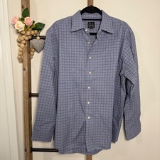 Jos A Bank Blue Button Down Dress Long Sleeve Shirt Size Large