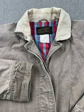 Vtg Eddie Bauer Barn Chore Coat Canvas Flannel Lined Corduroy *Missing Buttons*