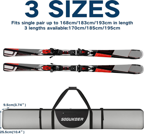 Gepolsterte Snowboardtasche Ski wasserabweisend mit Kompressionsriemen robust Sk - Bild 4 von 7