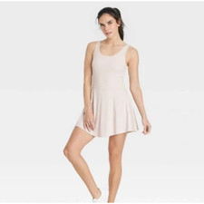 JoyLab Active Dress Knit Lace Up Back W/Shorts Bra Small Tan - NWT-