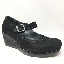 Dansko Sandra Mary Jane Clogs Shoes Womens Size 8.5-9 US 39 EU Black Nubuck