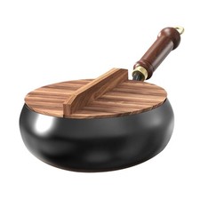 Wok in Ghisa Forgiato a Mano Padella Wok Antiaderente con Manico Antiscaldamento 9,45 in