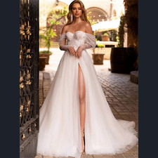 Elegant Wedding Dresses Applique Bridal Gowns Long Sleeve Floor-Length Dresses