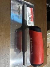 Goldblatt G02363 11 in. x 4.5 in. Notched S Steel Trowels-Soft-Grip 5/32 X 3/16