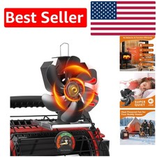 Elegante Ventilatore per Stufa a Legna Termico con Termometro Magnetico - Alluminio Nero