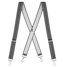 Suspenders for Men - 48" Adjustable Straps 1 1/4" - X Back with Heather Gray