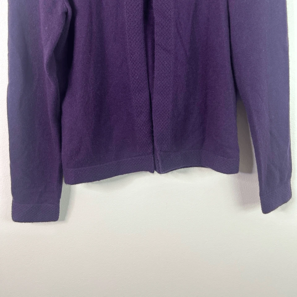Cárdigan suéter tejido púrpura 100 % cachemir Elena Solano para mujer S suave clásico Foto 3 de 4