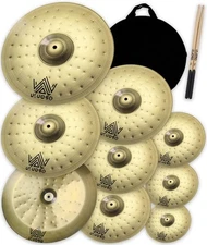 Cymbal Pack, Drum Set Cymbals 9 Pieces, Symbols for Drums Gold 