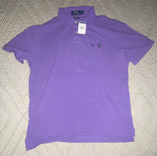 Polo Ralph Lauren Custom Slim Fit Polo Shirt Purple L Short Sleeve Solid