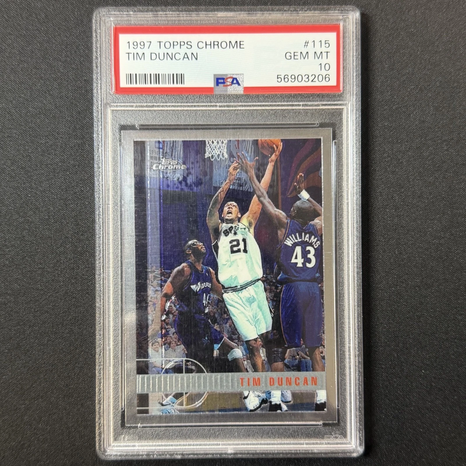Tim Duncan PSA 10 1997 115 Topps Chrome RC Rookie San Antonio Spurs