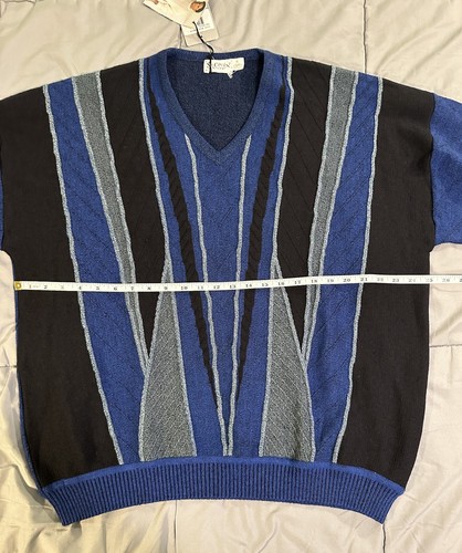 Vintage St Croix Knits Sweater Men Sz XL Wool Vneck Multicolor Grandpa Cosby NEW - Picture 8 of 15
