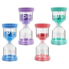 Sand Timer for Kids 4 Pack Colorful Hourglass 3min, 5mins, 10mins, 30mins San...