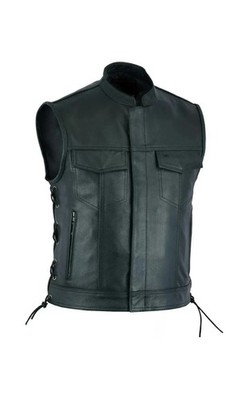 Herren Lederweste Anarchy Biker Club Outlaw Style verdeckte Trageweste - 1M
