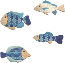 Coastal Wall Decor Wooden Fish Wall Decor School Fish Beach Art | Wall Decor Fis