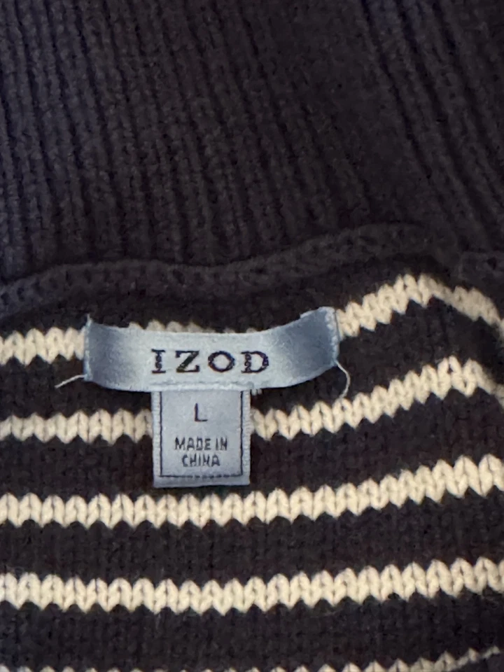 Suéter pulôver feminino Izod GRANDE azul branco colarinho Preppy Academia Classic - Imagem 3 de 4