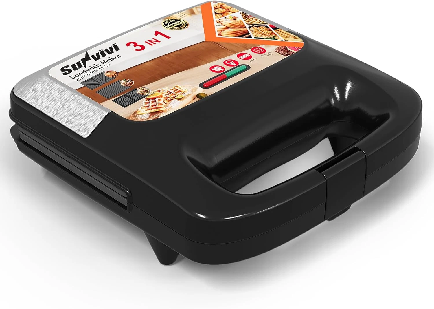 3 in 1 Waffle, Grill & Sandwich Maker, Sandwich Maker Panini Press Waffle Iron S