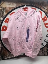 Disney Mickey Mouse Hoodie Sweatshirt Women Sz XXL Pink AOP Full Zip Fleece NWT
