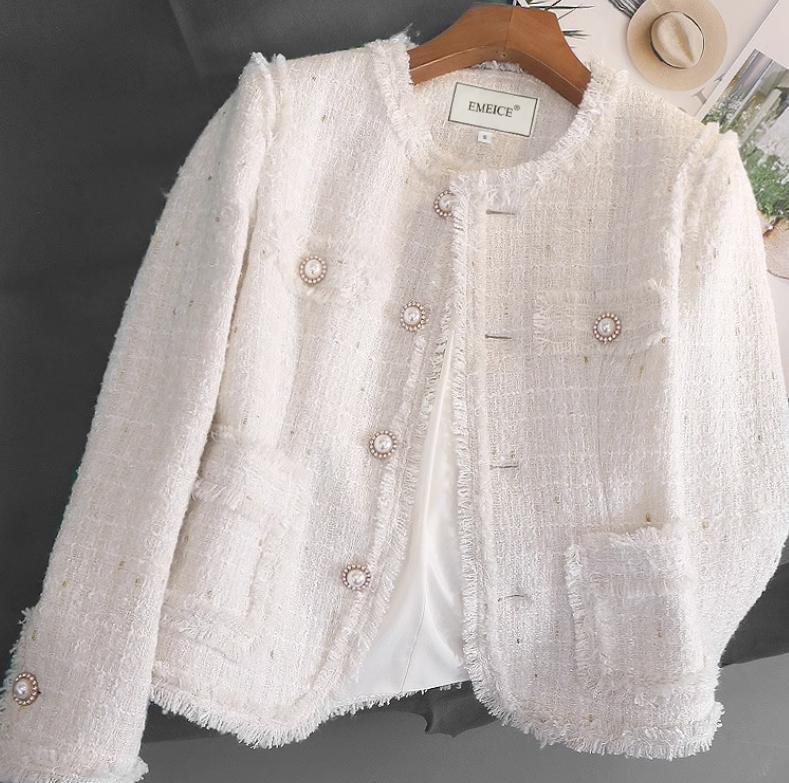 Womens Fashion Chic Crew Neck Shorts Office Jackets Elegant Slim Fit Button Coat