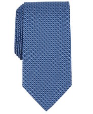 MICHAEL KORS Navy Blue Westway Mini Geo Geometric Silk Blend Neck Tie NEW
