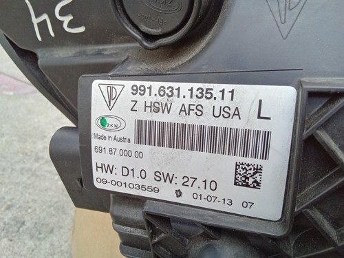 2012-16 porsche 911 991 turbo left driver bi xenon afs headlight 99163113511 oem - Picture 9 of 13