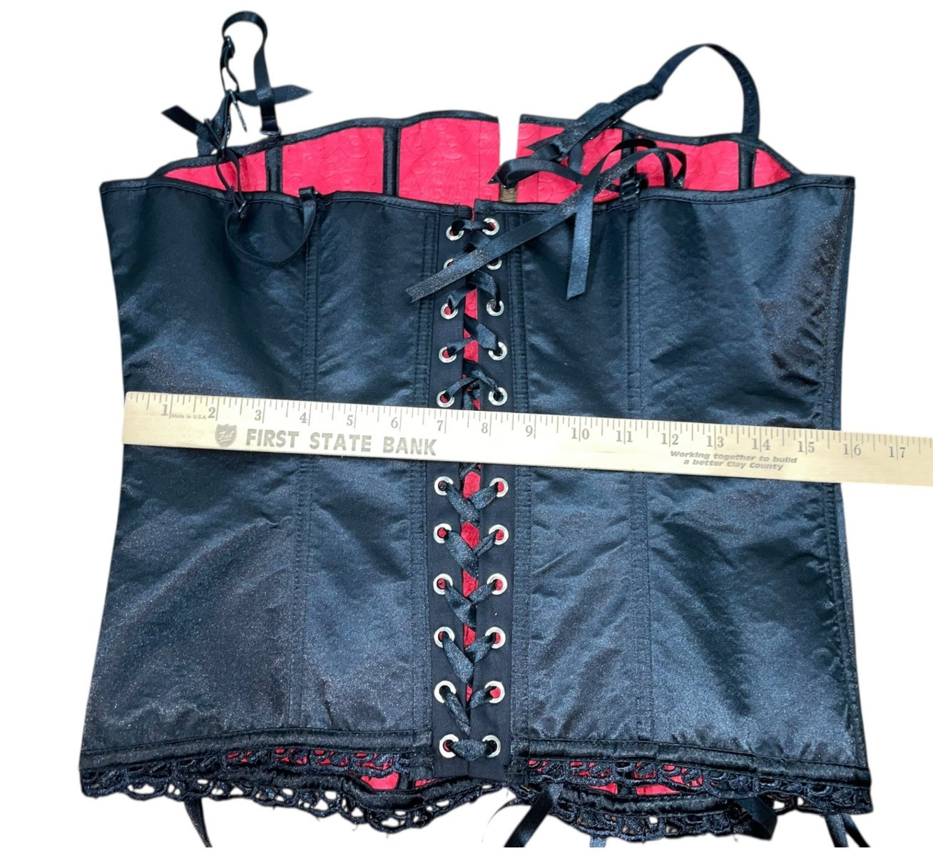 Dreamgirl Corset Sz 1X Red Black Cosplay Ren Faire Bustier Cinch Lace Up Fantasy
