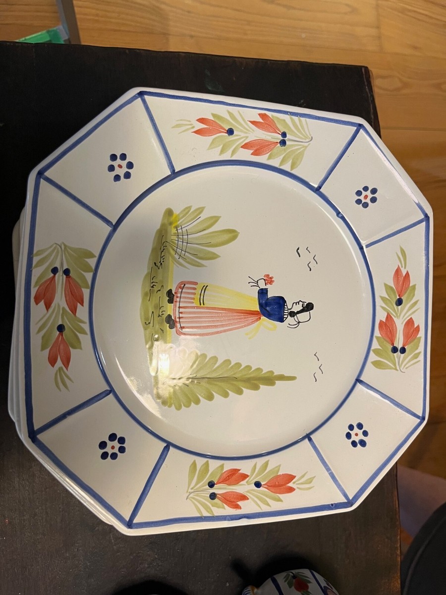 Vintage Quimper French China Set, 45 pieces, Complete Dinner
