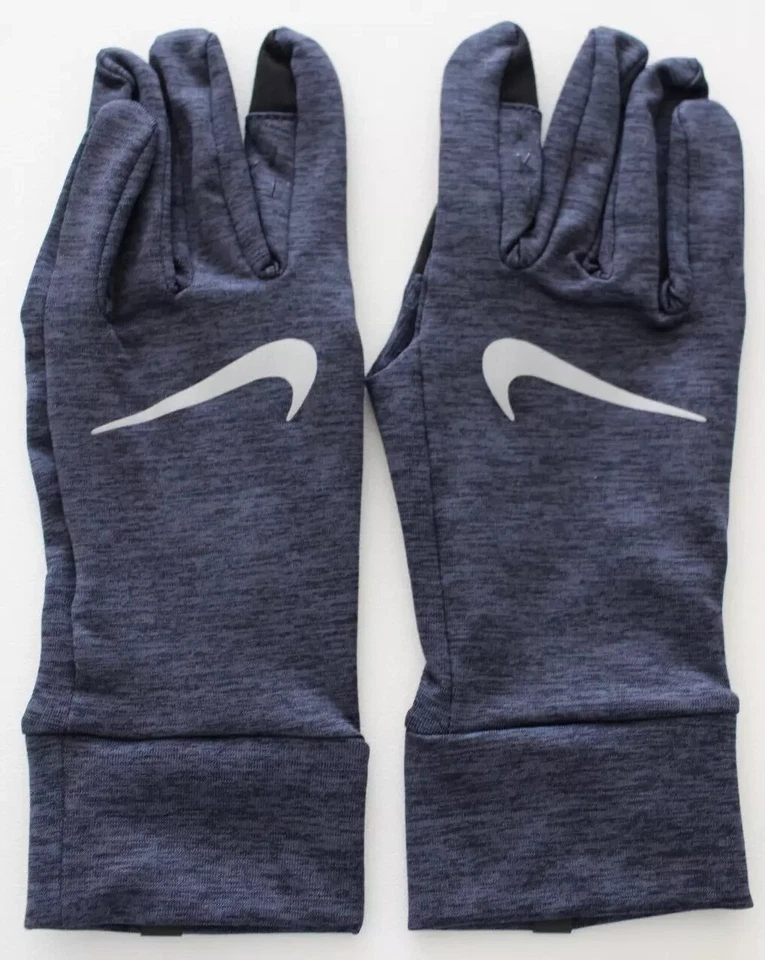 Nike Fleece Gloves Men's L/XL Running Touch Screen Thunder Blue/Silver - Image 2 of 4