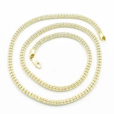 4.4mm Diamond Cut Iced Chain Link Chain Necklace Real 10K Yellow White Gold