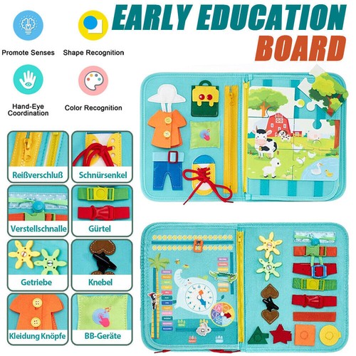 Busy Board Activity Board Montessori Sensorik Baby Motorikspielzeug Blau - Bild 9 von 14