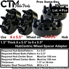 4x 1.5" 6x5.5"(6x139mm) Hubcentric Wheel Spacer Adapter Fit Tacoma 4Runner&More