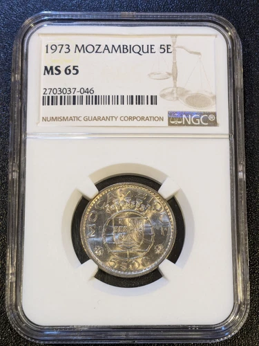 1973 MS65 Mozambique 5 Escudos UNC NGC KM 86