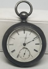 FAPW102 1873 Elgin Coin Silver Pocket Watch, Gr. 58, Sz 18s, 15 J., Not Working.