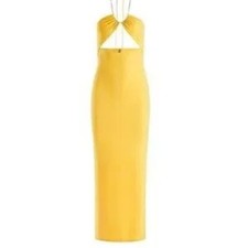 Alice + Olivia NWT Chain HalterNeck Cut Out Knit Maxi Dress Yellow 6 MSRP $350