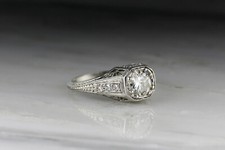 Art Deco Vintage Style 2.10CT Round Cut CZ Wedding Engagement Ring In 925 Silver