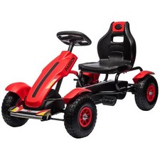 Children Kid Pedal Go Kart with Adjustable Seat Inflatable Rubber Tyres Red Toys