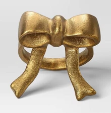 Set of 2 Vintage Brass Gold Metal BOW Napkin Rings Threshold ~ Studio Mcgee like