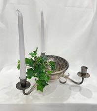 Vintage EP Silver Plate Flower Frog Centerpiece with 3 Candle Holders