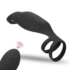 Wireless Vibrating Penis Extension Sleeve Cock Cage Ring Sex Toys for Couples