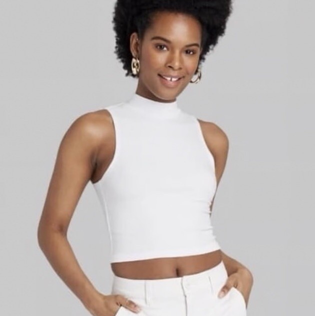 White Turtleneck Sleeveless Top Womens White Sleeveless Turtleneck