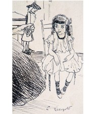 Dessin original illustration Signé Geergold vers 1910 Proche Pascin Klimt