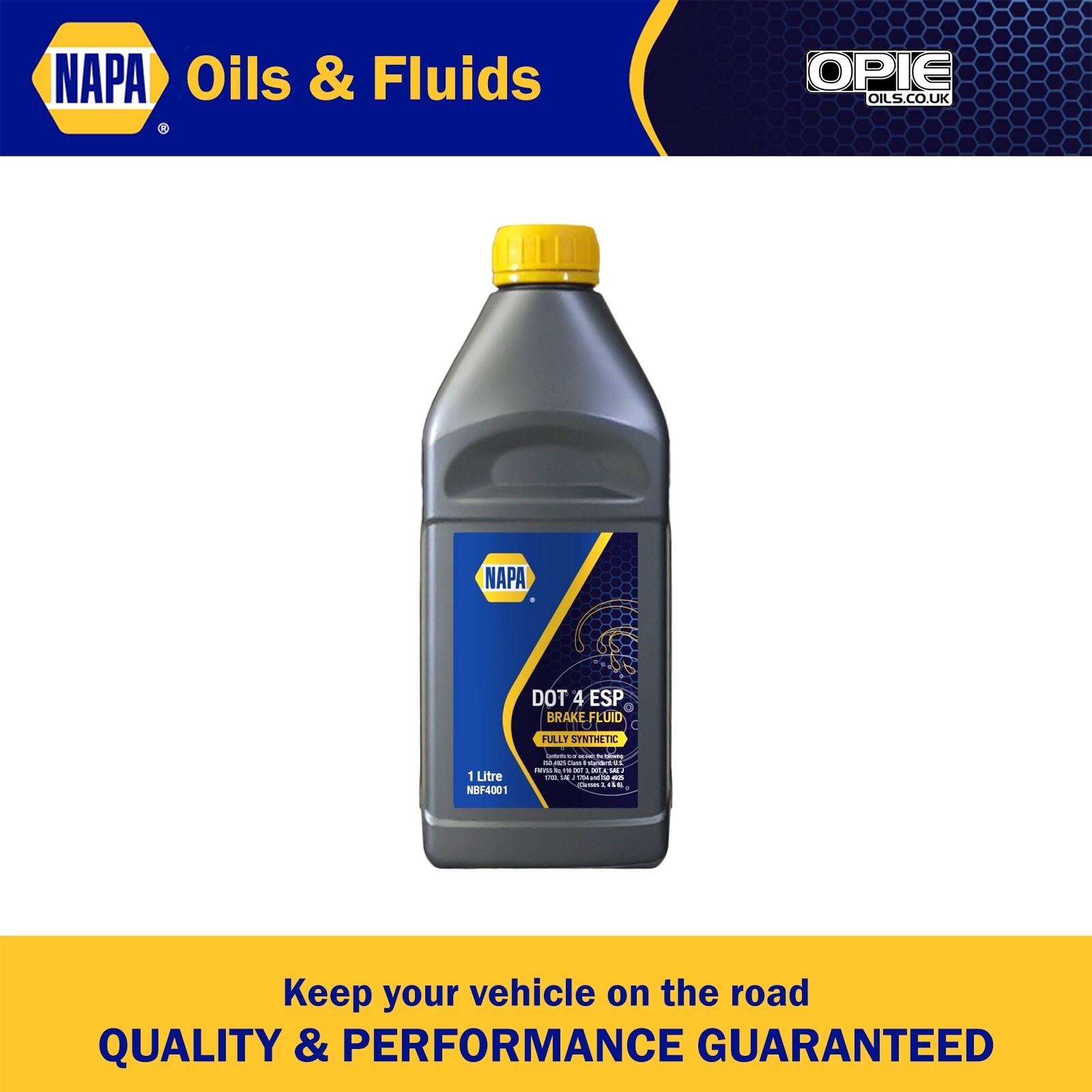 NAPA DOT 4 ESP Fully Synthetic Brake & Clutch Fluid NBF4001 - 1 Litre 1L